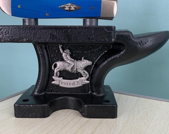 Mini Cast Iron Anvil: Case XX Bull Rider Knife Display - Father's Day Gift