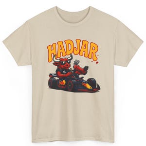 Camiseta Hadjar Redbull con diseño de piloto de karts de dibujos animados, gráfico retro de deportes de motor, Fórmula 1, camiseta de algodón de Isack Hadjar, regalo de F1, GP de Mónaco