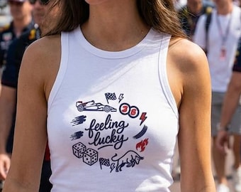 RedBull Racing Formula 1 Women's Micro Rib Racer crop Tank Top Isack Hadjar F1 Grand Prix Outfit Motorsport Fan Race Weekend max verstappen