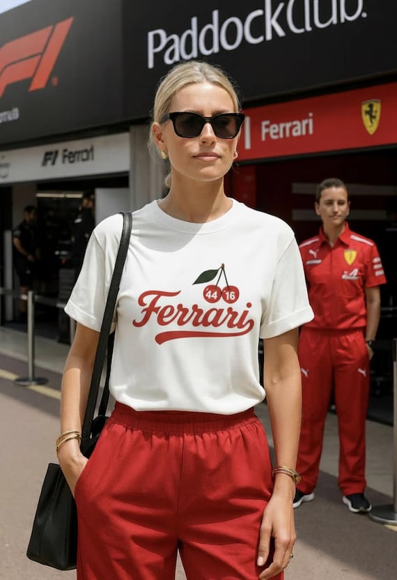 Formula one Ferrari Tshirt Lewis Hamilton Charles Leclerc Cherries Ultra Cotton Unisex Crewneck T-shirt F1 Top Race Outfit monaco grand prix