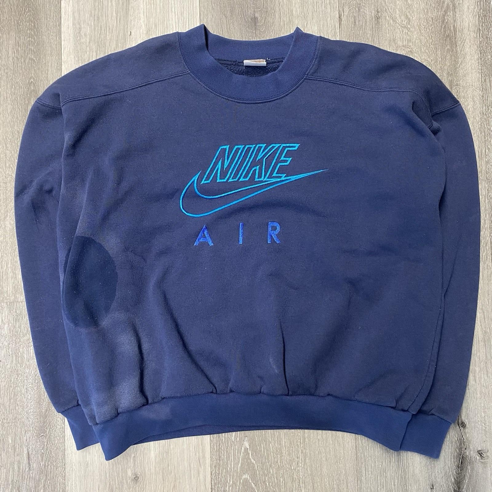vintage nike spell out sweatshirt blue