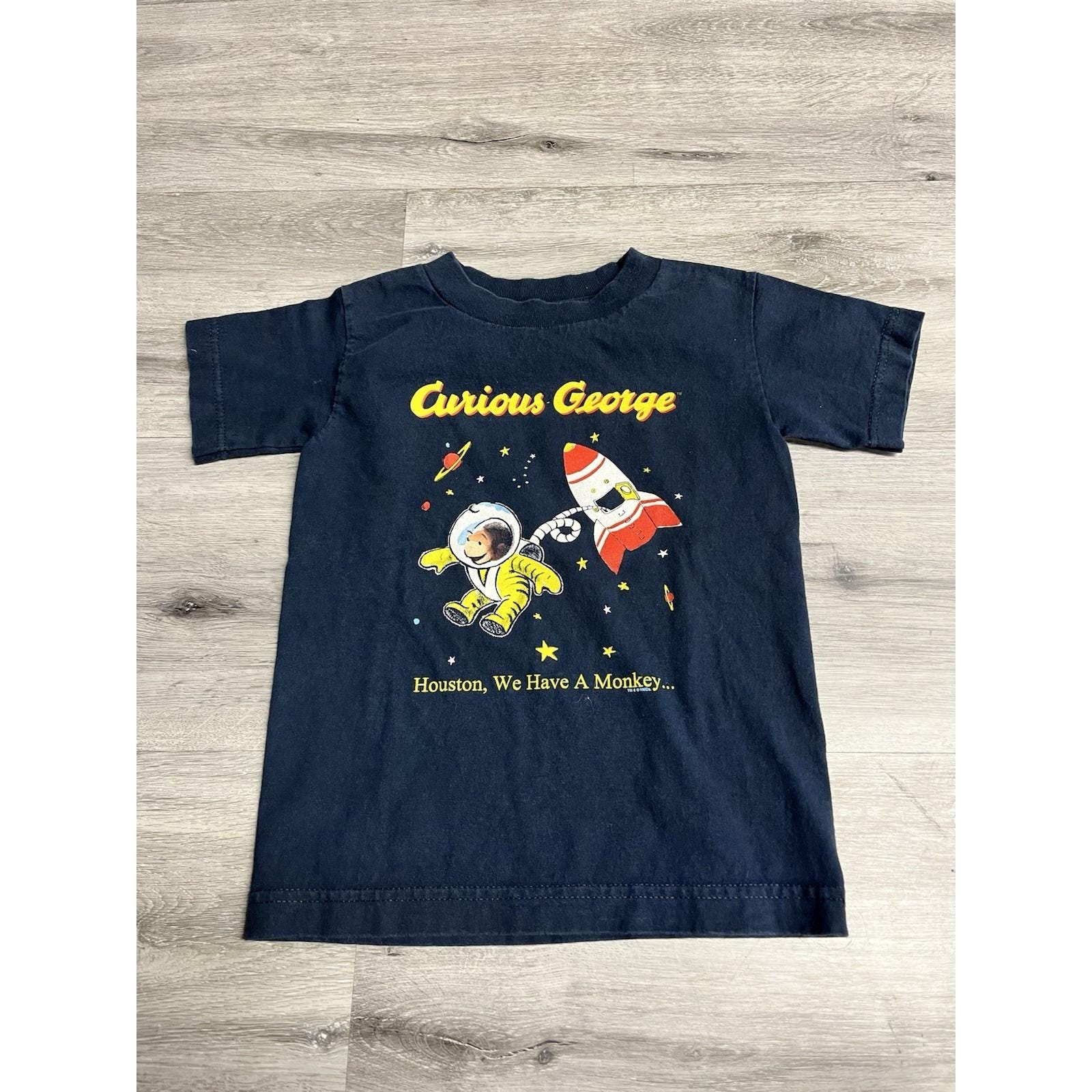 Vintage Curious George Astronaut George Blue T-shirt Sz Small 