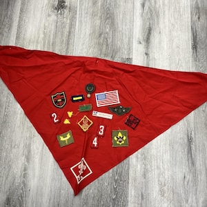 Vintage Lot of 16 Boy Scout Patches With Red BSA Scarf