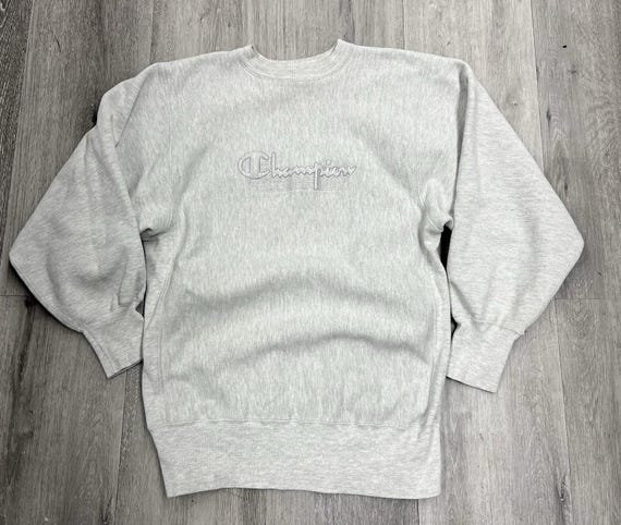 Vintage 90s Champion Reverse Weave Gray Embroidered Spell