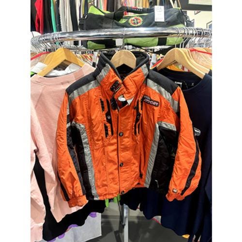 Retro Y2K Spyder Bright Orange Youth Boys Winter Ski Jacket Size