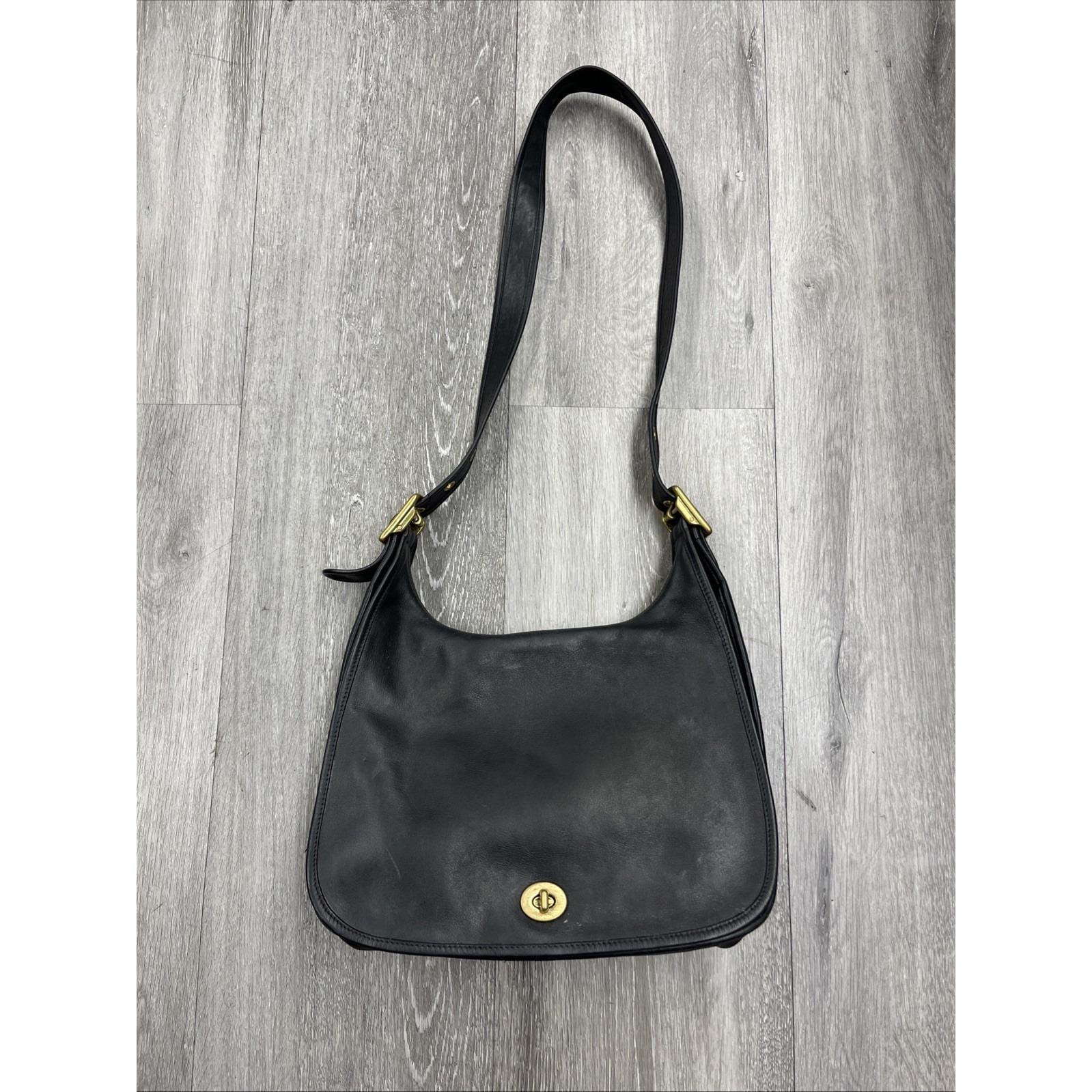 Vintage Coach 9338 Black Legacy Crescent Leather Shoulder Bag
