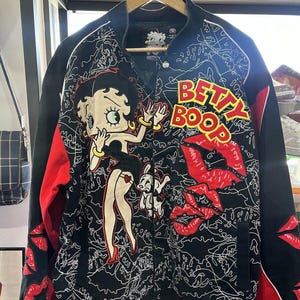 Betty Boop JH Design Hugs & Kisses Embroidered Racing Jacket