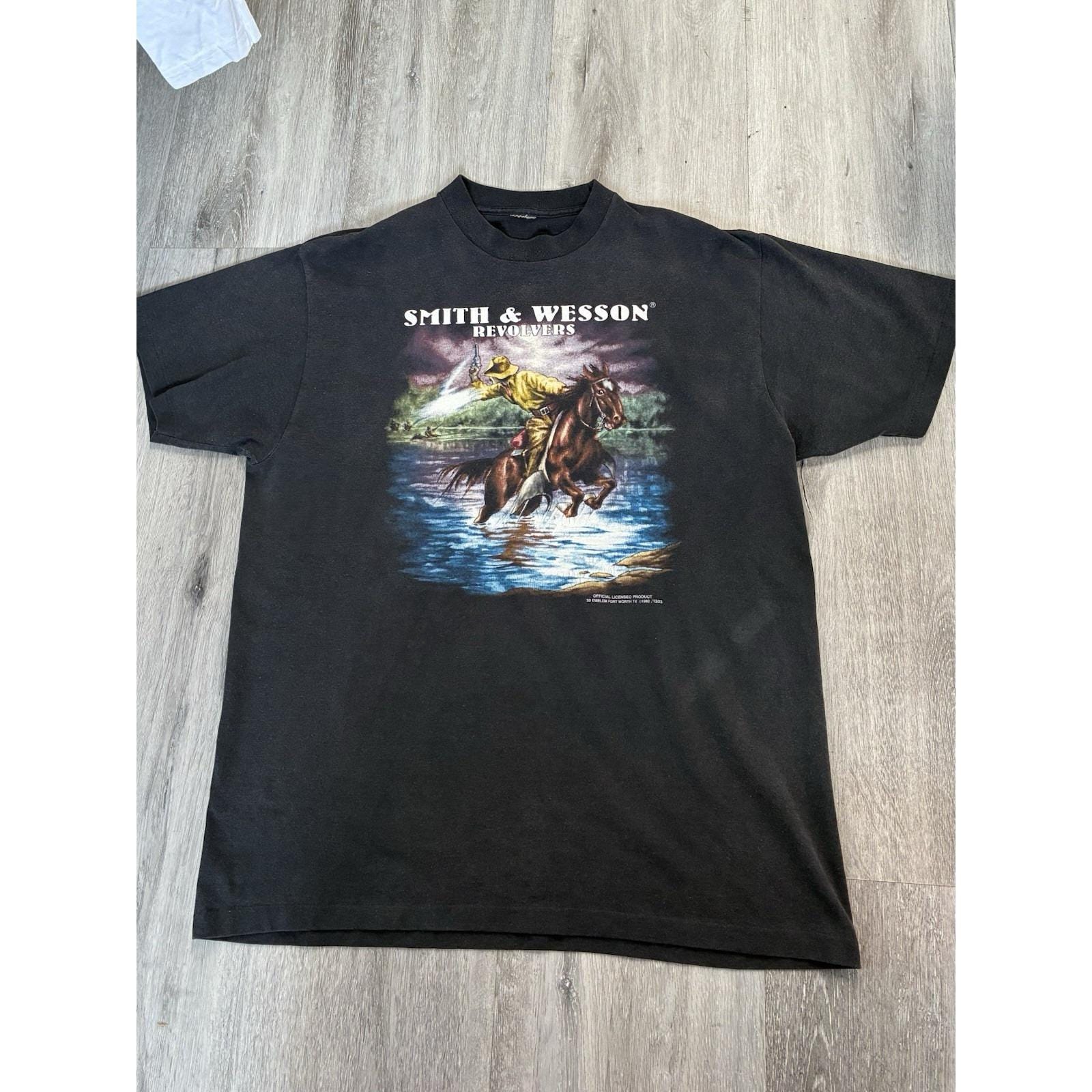 90s 3D emblem”GUN CONTROL”アートTシャツ ハーレー T-Shirts 