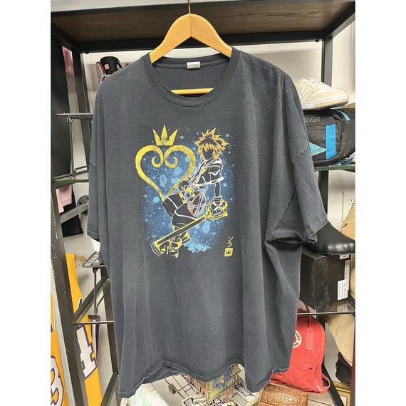 Retro Y2K Kingdom Hearts Video Game Promo Tee Black T-shirt