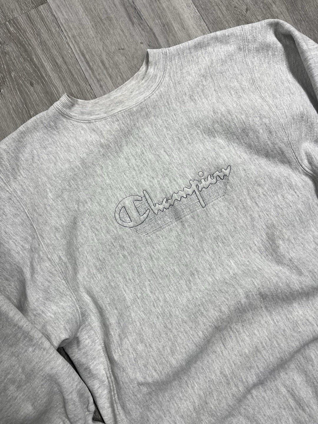 90s Champion REVERSE WEAVE グレー Vintage 90s Champion Reverse Weave Gray Embroidered Spell