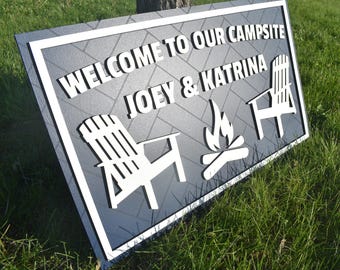 Letrero de madera personalizado para fogata / Regalos de camping personalizados / Decoración de cabañas / Decoración de caravanas / Letrero de camping con nombre de familia / Letrero de fogata con apellido