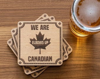 Kanadischer Holzuntersetzer, Ellbogen hoch, Shop Canadian