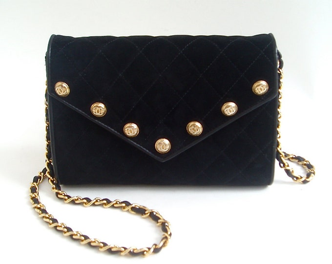 CHANEL Quilted Suede Envelope Clutch and Shoulder Bag With Chanel