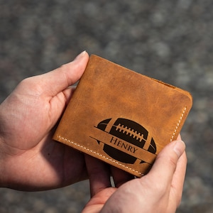 Personalized Gift For Team | Soccer Ball Personalized Wallet | Baseball Gift | Anniversary Gift For Him | Custom Leather Wallet For Man