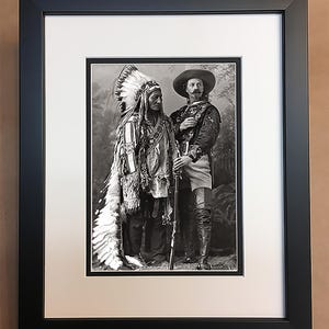 Sitting Bull Buffalo Bill Hickok Photo Professionally Framed, Matted 8x10