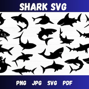 Shark Svg Bundle, Shark Png, Sharks Svg, Cute Shark Svg, Shark Clipart, Shark Silhouette, Shark Cricut,Shark Svg Files,Instant Download
