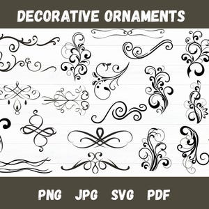 Decorative Ornaments SVG, Vine SVG, Swirls Svg, Clipart, Cut Files, Cricut, Silhouette, Vector
