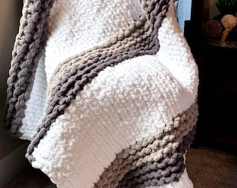 The Driftwood Blanket | Hand-Knit Neutral Chunky Blanket | Earth-Toned Cozy Home Decor | 45 x 60