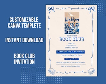 Book Club Invitation Template | Editable Printable Invite | Cozy Reading Party Flyer | Bookish Theme | Instant Download