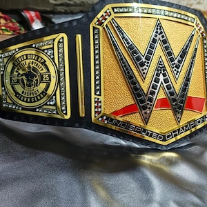 WWE Undisputed Championship Belt 4MM Brass Plates Adult Size Replica Belt Black Leather Belt with Undisputed Champion John Cena Side Plates