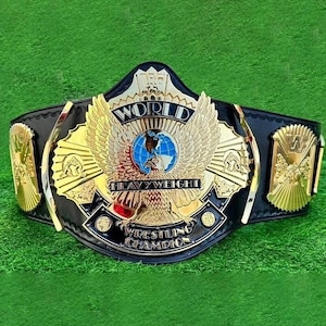 Winged Eagle Championship Replica Belt: 4MM Brass, Black Leather, Adult Size