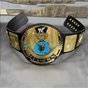 Big Eagle Title Belt WWF Attitude Era Big Eagle Championship Belt Adult Size Brass 2MM Brass Replica Belt Black Color Leather Wrestling Belt
