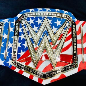 United States Championship Belt 4MM Brass Adult Size US Champion Replica Belt US Flag Print Leather Belt World Heavyweight Wrestling Belt
