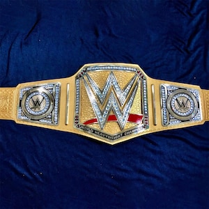 WWE Title Belt, World Heavyweight Championship Belt 2MM Brass Replica Title Adult Size Belt with With Leather Strap World Wrestling Champion