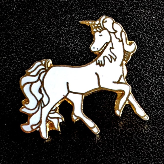 Unicorn 1980s Enamel Vintage Pin Hallmarked Gift Creations