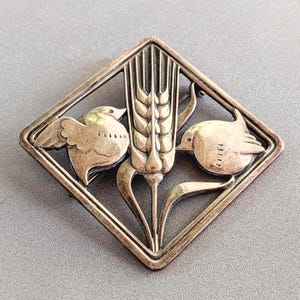 GEORG JENSEN Bird and Wheat Sterling Silver Brooch 250 Signed and Hallmarked 925 Denmark
