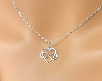 Infinity Heart Necklace - 925 Sterling Silver, Best Friend Necklace, Sisters Necklace, Mommy Necklace, Bridesmaid Gift, Mothers Day Gift