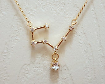 TAURUS Constellation Necklace in 18K Gold Fill with Cubic Zirconia Star diamonds - Zodiac, Celestial, Birth Stars, Astrology Signs Jewelry