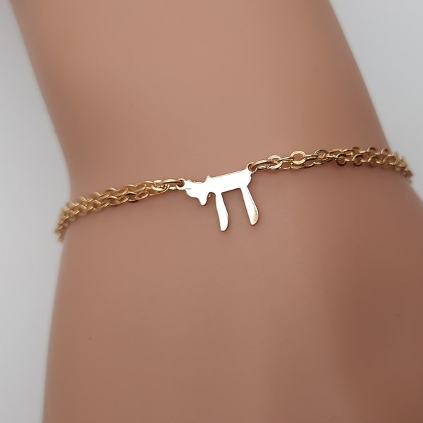 Chai Bracelet - Chai Anklet - 14K Gold Filled Chai Charm - Jewish Life symbol in Hebrew - Dainty Jewelry For Women or Kids