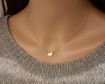 Bunny Necklace - Bunny Jewelry - Bunny Charm - Rabbit & Baby Necklace - Gold Brass - Mommy Jewelry - Pet Jewelry - Rabbit Jewelry