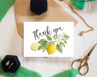Editable She Found Her Main Squeeze Thank You Card Template, Lemon Bridal Shower Theme, Custom Thank You Card, BR008