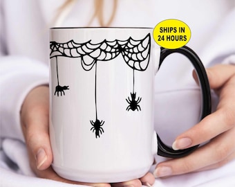 Halloween Spiderweb Mug - Spooky Coffee Mug, Gothic Fall Mug Halloween Gift for Her, Creepy Cute Mug, Spiderweb Mug, Halloween Gift, Cup