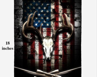 Rope A Towel American Flag Deer Skull and Rifles