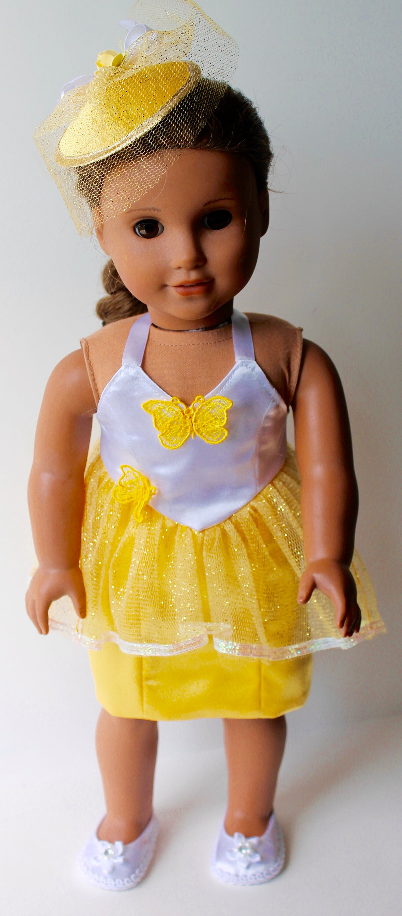 Yellow Butterfly Dress With Fascinator 