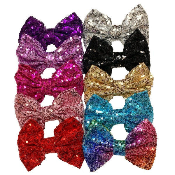 Sparkle Hair Bow for girls, Glitter sequin hair bow clip, Sequins fabric hair bow, hair accessory for sister, Birthday Hair Bow