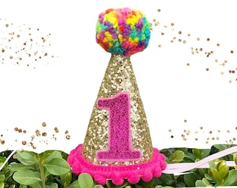 1st Birthday Hat, Glitter Birthday Hat, Miniature party hat, Cake Smash Hat, Birthday Party Hat, 1st party Hat, 2nd Birthday Hat, Dog Party