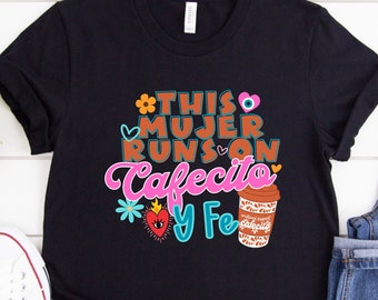 Cafecito y Fe シャツ、Evil Eye シャツ、Latina Coffee シャツ、But First Cafecito レディース T シャツ、Funny Latina T シャツ