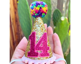 Sombrero de 1er cumpleaños, sombrero de cumpleaños brillante, sombrero de fiesta arco iris, sombrero de medio cumpleaños, sombrero de pastel smash, sombrero de fiesta de cumpleaños, sombrero de 2o cumpleaños