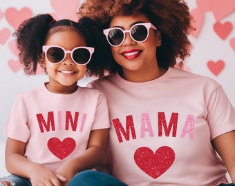 Pink Mama & Mini Matching Shirts, Valentines Day Kid Gifts, Mother Daughter Shirts, Matching Outfits, Mommy and Me, Valentines Day Shirt