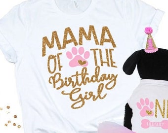 Matching Birthday Dog shirts, Dog Birthday Shirt for Adult, Pink and Gold Dog T-Shirt