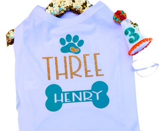 Pet Birthday Shirt for boy Dog, with matching party hat