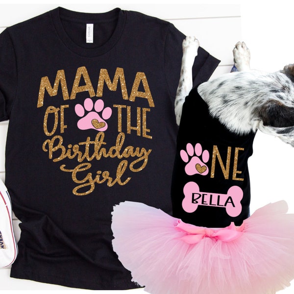 Matching Birthday Dog shirts, Dog Birthday Shirt for Adult, Pink and Gold Dog T-Shirt