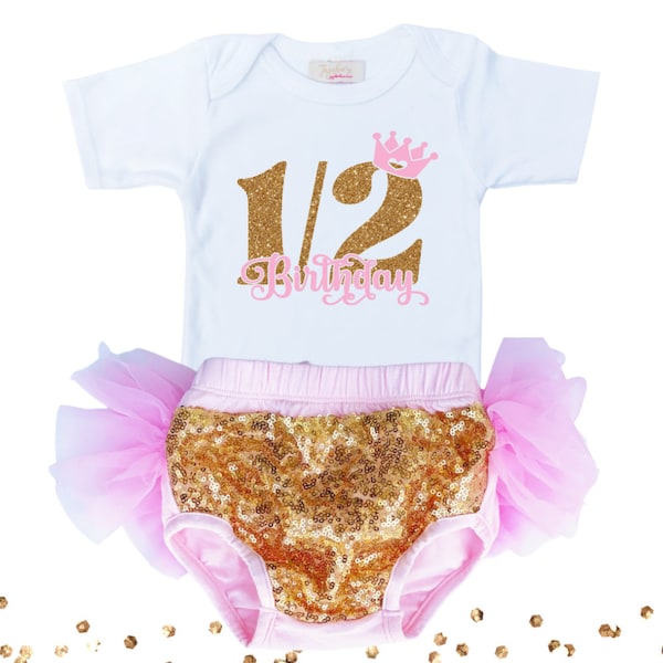 Half birthday girl, Baby Girl 6 month Photoshoot outfit, Half Way To One Girl Outfit, 6 month Tutu Outfit, 1/2 birthday