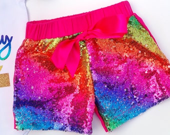 Toddler Sequin Rainbow Shorts Dancer Sequin Shorts Girls Etsy UK
