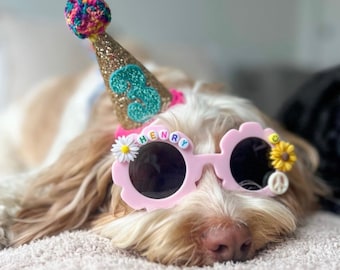 Custom Birthday Hat, Glitter Miniature Party Hat, Birthday Cake