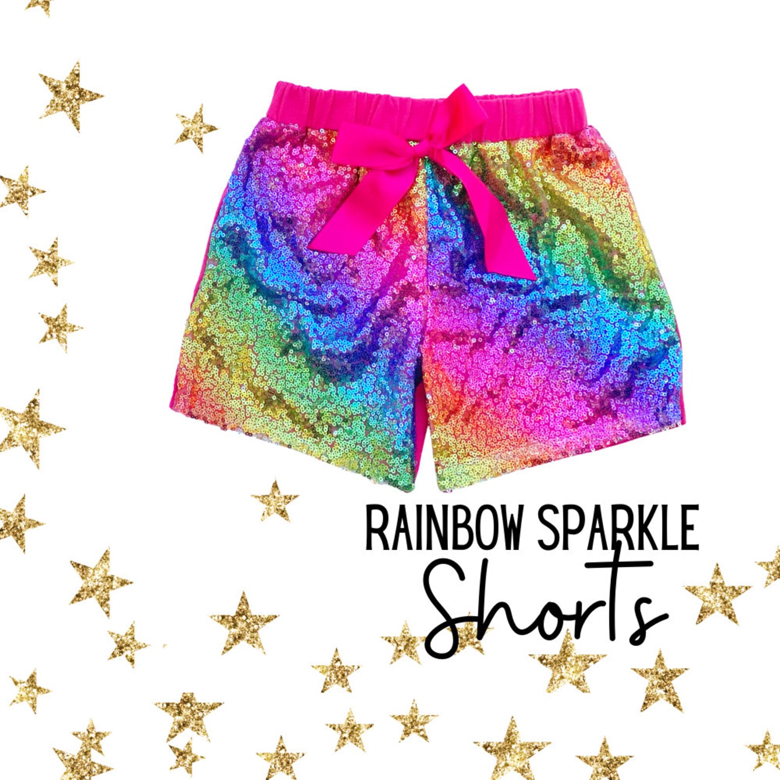 Rainbow Sparkle Shorts Girls Sparkle Sequin Shorts Rainbow Etsy